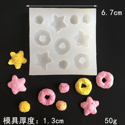 Khuôn silicon hình trái tim ngôi sao hình tròn ngũ cốc DIY Khuôn nến thơm trang trí bánh Donut