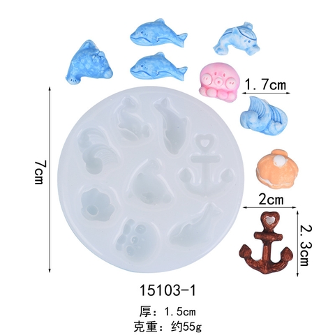 Khuôn silicon fondant hình vỏ sò sóng thuyền buồm sứa biển khuôn trang trí viền bánh sô cô la
