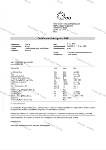 Hoạt Chất Dưỡng Ẩm Propanediol 1,3(1,3 Butylene glycol)
