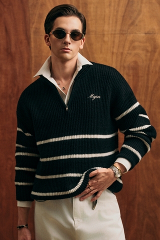 Joseph Zip Striped Sweater Top