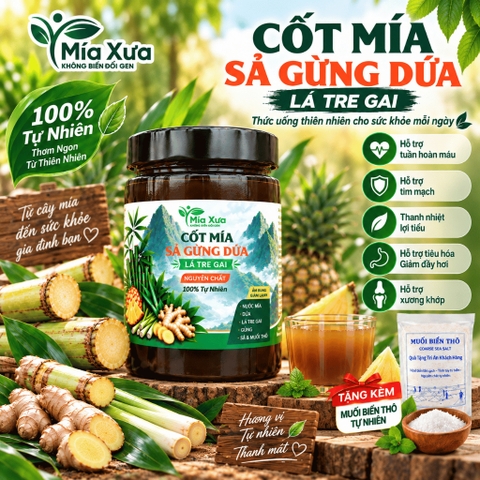 Cốt Mía Sả Gừng Dứa Lá Tre Gai Mía Xưa Hũ 1Kg