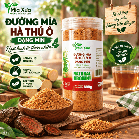 Đường Mía Hà Thủ Ô Dạng Mịn Mía Xưa Hũ 800g
