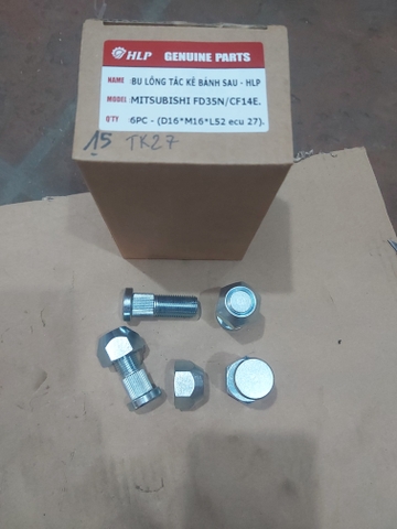 Bu lông ticke bánh sau xe nâng MITSUBISHI FD35N/CF14E-D16*M16*L52/Ecu27