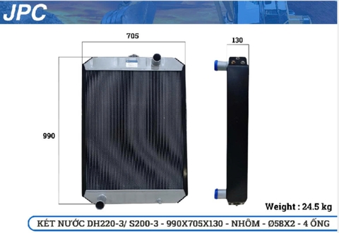 KÉT NƯỚC DH220-3/S200W3 990*705*130 NHÔM FI 58*2*4 ỐNG