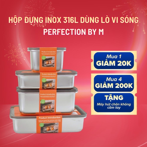 Hộp inox 316L dùng lò vi sóng Perfection by M