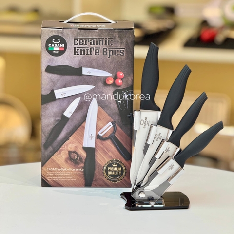 Bộ dao nhà bếp kèm nạo 6 món Casani cao cấp ceramic sắc bén