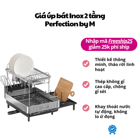 Giá úp bát đĩa 2 tầng Perfection by M