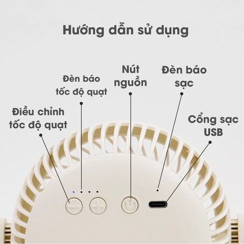 quạt mini Muteon pin 5000mAh chạy êm không ồn