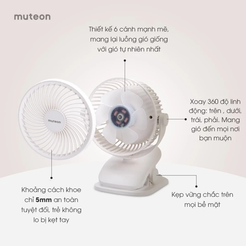 Quạt kẹp xe đẩy Muteon