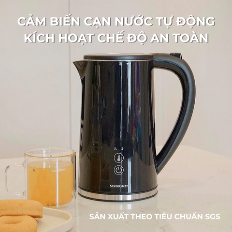 Ấm siêu tốc thông minh SilverCrest 2 lớp cách nhiệt an toàn