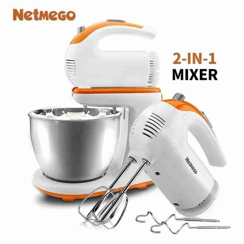 Máy Đánh Trứng, nhào bột Để Bàn Netmego N33D 2 in 1 kèm tô 3 lít 300W 220V Electric Stand Mixer PVN9392