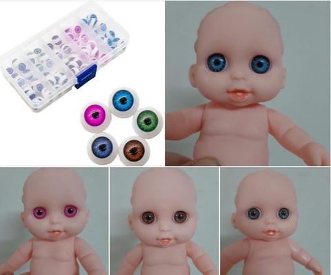 Hộp 100 pcs Phụ Kiện Mắt 3D 12 mm Nhựa Cho Búp Bê 12 cm 5 Inch Doll Động Vật Dành Cho Đồ Chơi, Làm Thủ Công