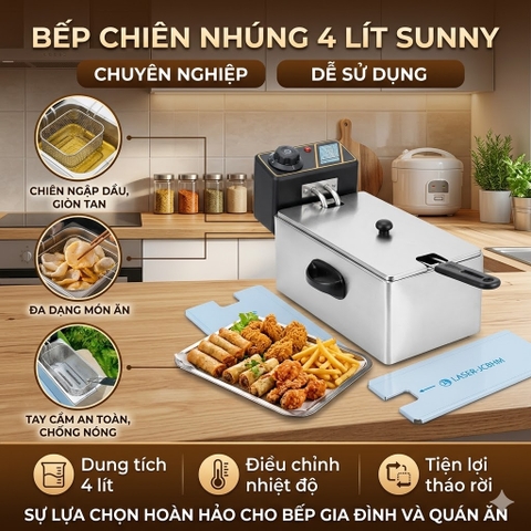{Đủ Mẫu} Bếp chiên nhúng, bếp chiên 220v chiên gà rán, khoai tây, chuối chiên...
