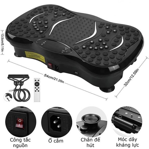 Máy Rung Lắc Toàn Thân Giảm Béo – Màn Hình LCD, Nhạc Bluetooth, Remote Điều Khiển