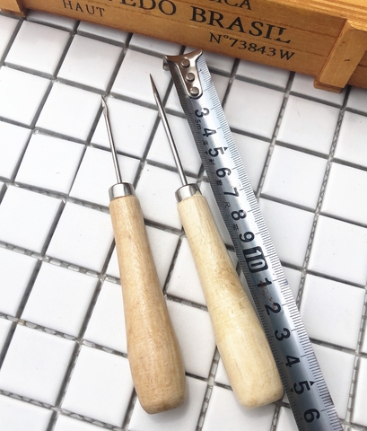 Bộ Dụng Cụ Khâu Giày Bằng Thép Không Gỉ Cán Gỗ, Làm Đồ Da Thủ Công DIY