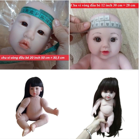 {ĐỦ MÀU} TÓC TƠ GIẢ CHỊU NHIỆT CHO BÚP BÊ TÁI SINH vòng Đầu 30 cm 50 cm = 20 inch Doll + vòng Đầu 34 cm 55 cm = 22 inch Doll, búp bê mini 20 cm (Ixdoll)