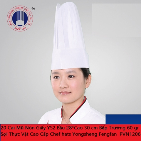 {Đủ Loại, Giá Sỉ, Giá Bán Buôn) Combo 20 Cái Mũ Nón Giấy 60 gr Sợi thực vật Hàng Cao Cấp Chef hats Yongsheng Fengfan