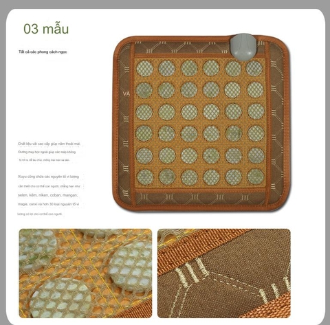 {Đủ Mẫu} Thảm Đệm Ấm Ngọc Bích Vuông 45 x 45 cm Đá Nóng Hàn Quốc, Nệm Sưởi Ấm Massage Trị Liệu 220V Món Quà Sức Khoẻ