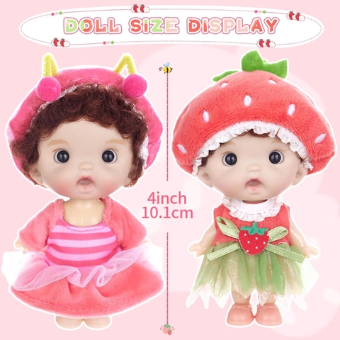 BÚP BÊ VINYL MINI 4 INCH (10CM) – BÚP BÊ BJD TỰ MẶC QUẦN ÁO, ĐỒ CHƠI ĐÓNG VAI SIÊU DỄ THƯƠNG