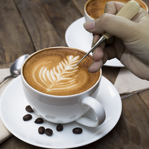 Bút Vẽ Cà Phê chất liệu Gỗ & Inox  Latte art Pen SP003495