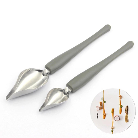 Bộ 2 muỗng Vẽ Sốt Decor Spoons Dụng Cụ Nghệ Thuật Đầu Bếp Trang Trí Món Ăn Culinary Drawing PVN40