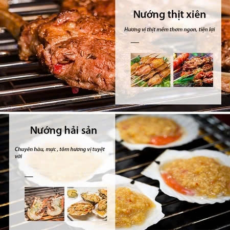 Bếp Điện Không Khói, Bếp Nướng Hải Sản BBQ 2800W  Đa Năng Nướng Thịt Xiên, Hải Sản, Đồ Ăn Nhanh