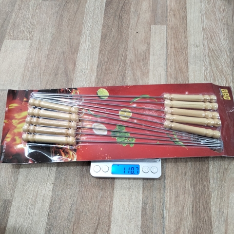 Bộ 10 Cây Xiên Que Nướng Thịt Thép Không Gỉ Tay Cầm Gỗ PVN3573
