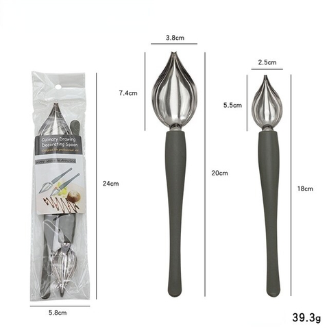 Bộ 2 muỗng Vẽ Sốt Decor Spoons Dụng Cụ Nghệ Thuật Đầu Bếp Trang Trí Món Ăn Culinary Drawing PVN40