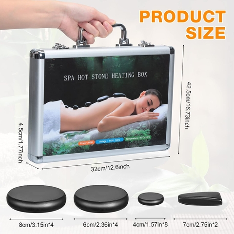 Bộ Hộp Nhôm Hấp Đá Nóng Massage (Cắm Điện) + 16 Viên Đá Cao Cấp PVN8190