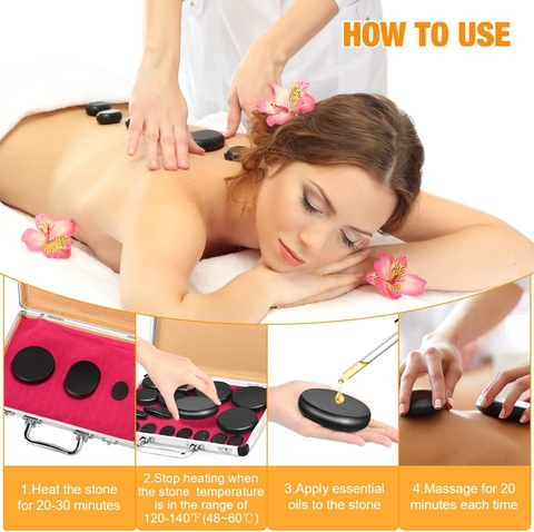 Bộ Hộp Nhôm Hấp Đá Nóng Massage (Cắm Điện) + 16 Viên Đá Cao Cấp PVN8190