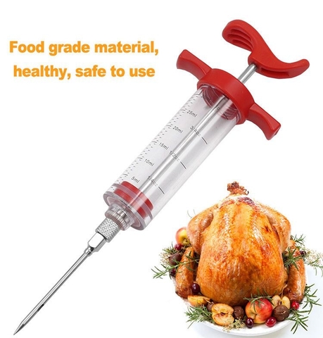 Bộ Ống Kim Tiêm Bơm Gia Vị Ướp Thịt Nướng, Gà Ủ Muối, Gà Tây Giáng Sinh,  Tiện Lợi