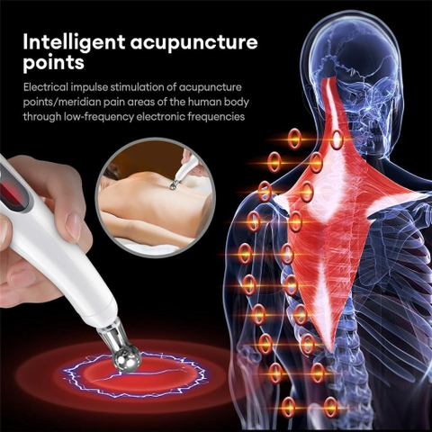 Bút Massage Châm Cứu Xung Điện Trị Liệu 912SR 5 Đầu Dò Sạc USB Làm Giảm Đau Nhức Hiệu Quả PVN6539