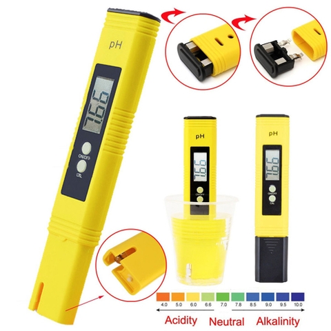BÚT ĐO PH Đo Độ PH Nước Tro Tàu Trong Mì Trung Hoa,  Dụng Cụ Kiểm Tra Độ Ph Bể Cá Màn Hình Lcd Chính Xác Cao (Xài Pin Cúc Áo LR44)