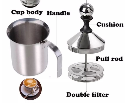Ca Đánh Sữa Lạnh Tạo Bọt Sữa Đa Năng, CA SỤC  Inox 304 Double Mesh Milk Frother