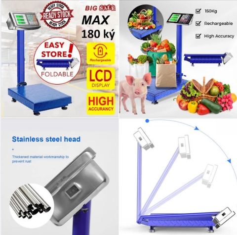 Cân Bàn Điện Tử Tính Tiền 180kg 50 Gr, Chính Xác, Ổn Định, Bền Bỉ Electric Digital Scale PVN5986