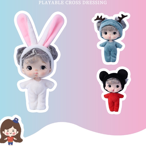 Búp Bê Em Bé Kawaii Mini OB 10 Cm = 3 Inch Kèm Trang Phục Động Vật Dễ Thương