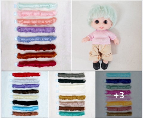 {Đủ Màu} Tép Tóc Giả 5 cm, 15 cm, 25 cm Dán Cho Búp Bê Chịu Nhiệt Độ Cao