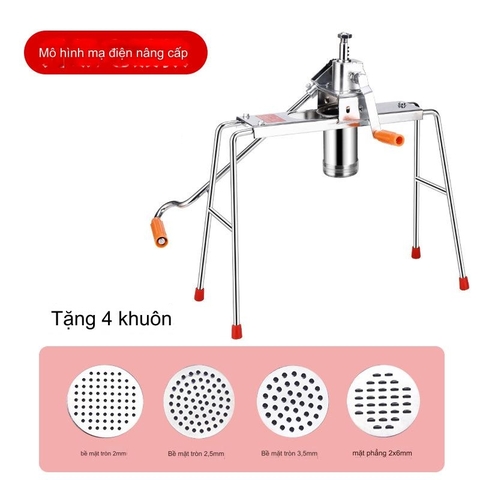 Dụng Cụ Ép Làm Mì, Bún, Bánh Canh Inox 4 Chân + 4 Mặt Ép Cao Cấp SP000049