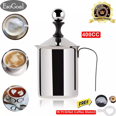 Ca Đánh Sữa Lạnh Tạo Bọt Sữa Đa Năng, CA SỤC  Inox 304 Double Mesh Milk Frother