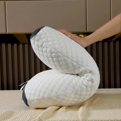 Gối Massage Công Thái Học, Nâng Đỡ Cổ Vai, Gối Nằm Spa Mềm Êm, Thoáng Mát PVN9255