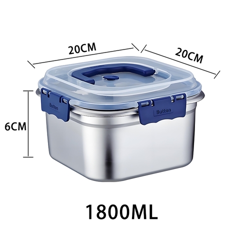 Hộp Đựng Thực Phẩm 1800 ml Inox Salad Trái Cây Hộp Cơm Trưa Có Nắp Cắm Trại PVN10050