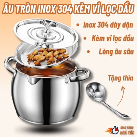 Bồn Chứa Mỡ Lợn Inox 1.5L – Có Nắp Đậy  Bộ Lọc, Chịu Nhiệt Cao PVN10053
