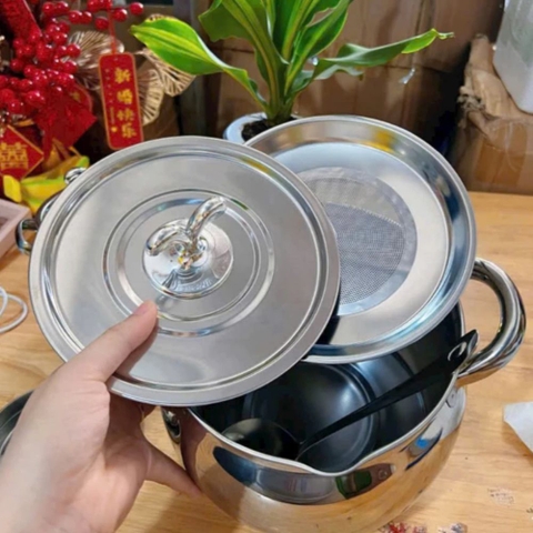 Bồn Chứa Mỡ Lợn Inox 1.5L – Có Nắp Đậy  Bộ Lọc, Chịu Nhiệt Cao PVN10053