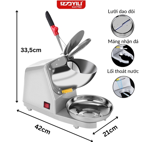 Máy Bào Đá Tuyết, 4 lưỡi, 2 Nắp DR-207 Bào Siêu Mịn 220V 500W Bảo Hành 3 Tháng Cam PVN8003