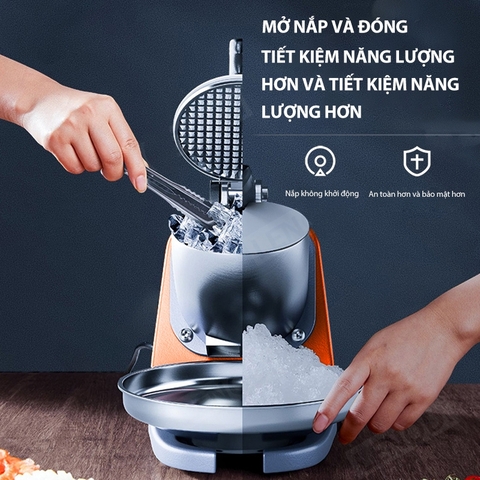 Máy Bào Đá Tuyết, 4 lưỡi, 2 Nắp DR-207 Bào Siêu Mịn 220V 500W Bảo Hành 3 Tháng Cam PVN8003