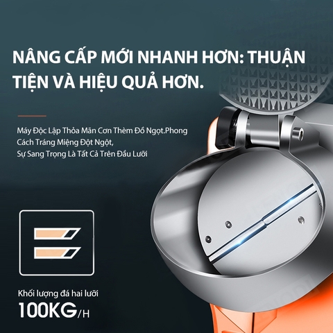Máy Bào Đá Tuyết, 4 lưỡi, 2 Nắp DR-207 Bào Siêu Mịn 220V 500W Bảo Hành 3 Tháng Cam PVN8003