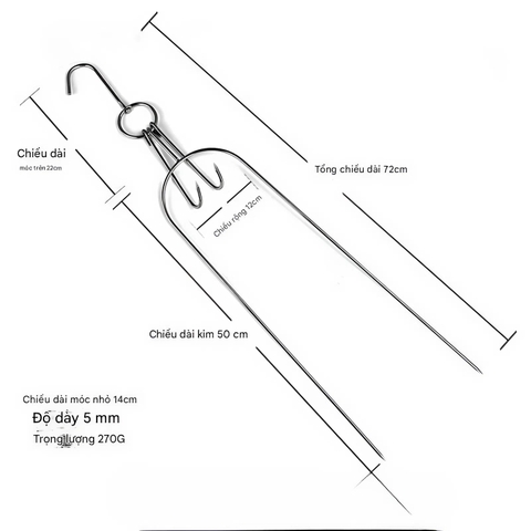Móc Heo Sữa Inox Vuông Dày – Bộ Phụ Kiện Quay Heo Sữa Chuyên Nghiệp
