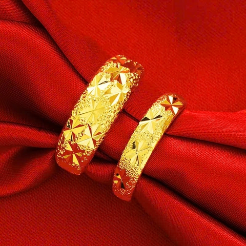 Nhẫn Đôi, Nhẫn Cưới Cho Nam Và Nữ Mạ Vàng Jewelry Vàng Cát Việt Nam 18k - Khắc Bằng 999 Độ Mở Có Thể Điều Chỉnh Được Thời Trang Dành PVN7747