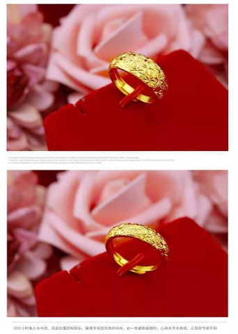 Nhẫn Đôi, Nhẫn Cưới Cho Nam Và Nữ Mạ Vàng Jewelry Vàng Cát Việt Nam 18k - Khắc Bằng 999 Độ Mở Có Thể Điều Chỉnh Được Thời Trang Dành PVN7747