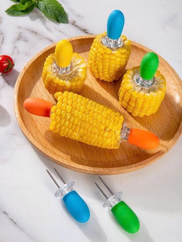 🌽 Nĩa Nướng Ngô / Xiên BBQ Thép Không Gỉ – Tay Cầm Cao Su Chống Nóng PVN9193